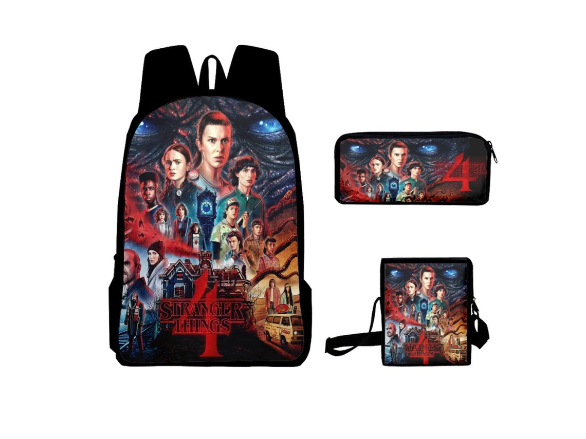 Ats-set De 3 Mochilas Infantiles Para Niños Con Mochila Cartoon, Bolsa Y Estuche Para Escuela, Viajes Y Camping