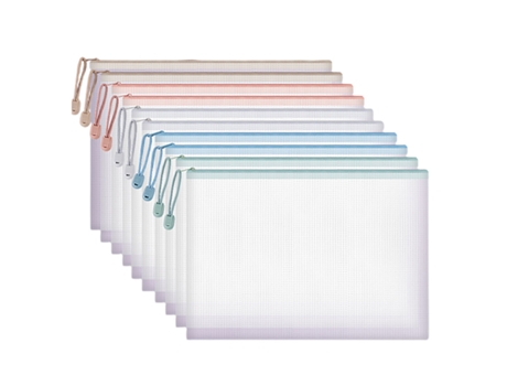 Bolsa De Archivo Con Cremallera De Malla, Bolsa De Archivo De Plástico Resistente Al Agua Para Organizar Útiles Escolares Y De Oficina, Estilo 2 ZM...