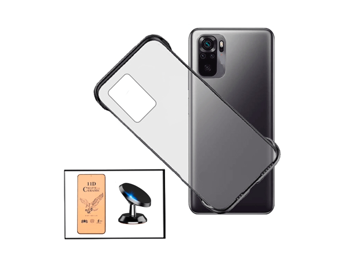 Kit Vidrio Templado Cerámica Full Cover Funda Invisible Bumper Soporte Magnético Para Xiaomi Redmi Note 10s