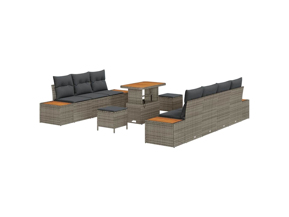 Maison Exclusive - Conjunto de sofás de jardín de 10 piezas, ratán sintético gris
