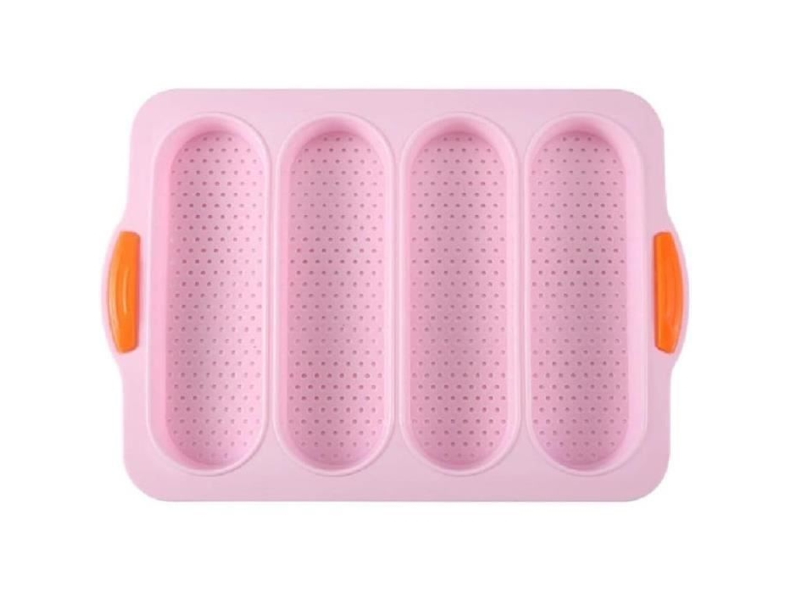 Bandeja para hornear de silicona con 4 ranuras, bandeja francesa para horno, pasteles, hamburguesas, pan, tostadas, U6439