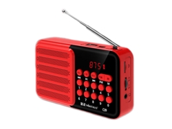 Mini radio FM con Bluetooth y reproductor MP3 con micrófono y pantalla LCD, compatible con tarjeta TF y auriculares Mdug (rojo)