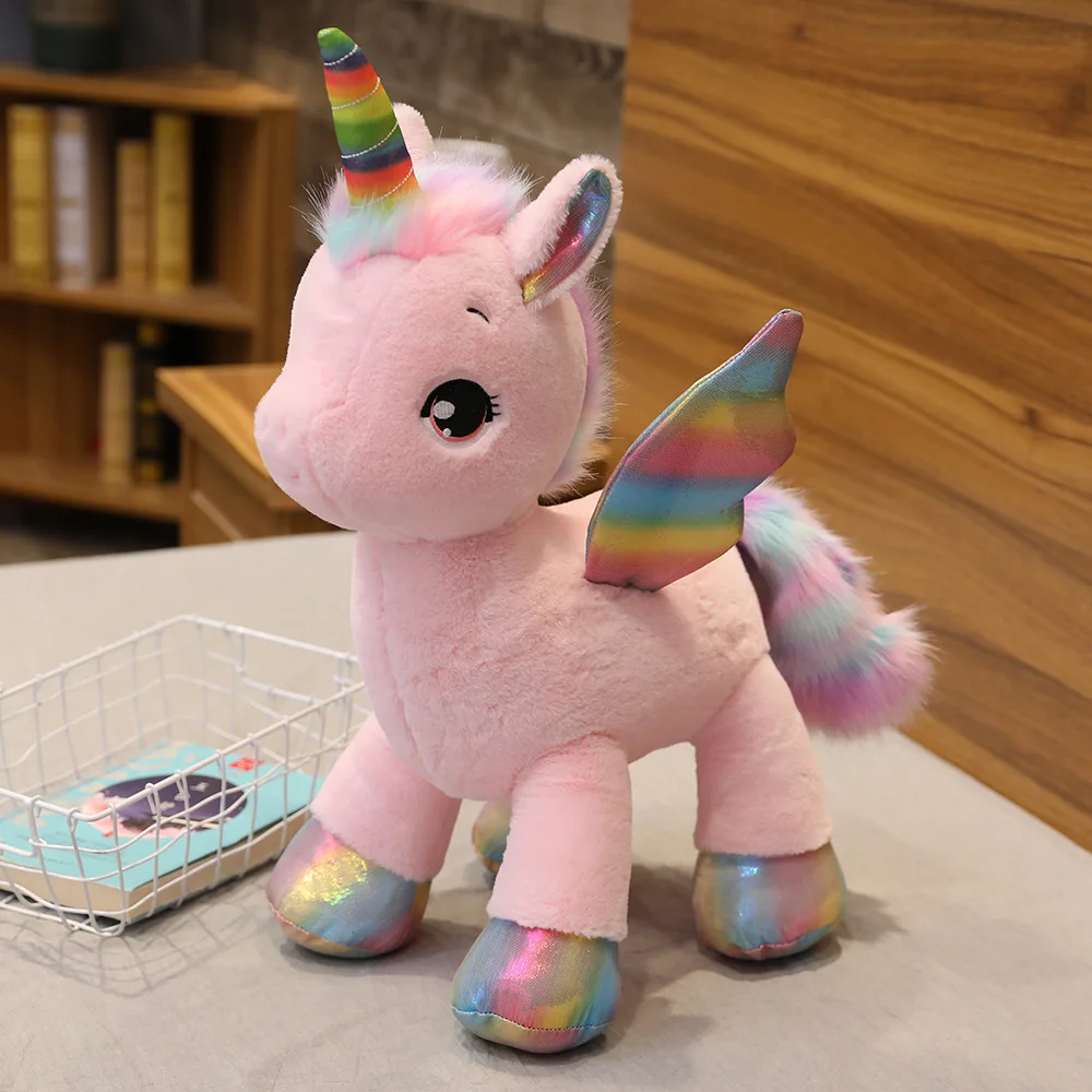 (rosa, 40 Cm) Peluche De Unicornio Arcoíris Suave Y Adorable