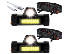 Linterna Frontal Recargable 2 Paquetes Linterna Frontal Led Ultrabrillante y Liviana con 2 Modos de iluminación Linterna Frontal Led Impermeable Negro YEMAESRE