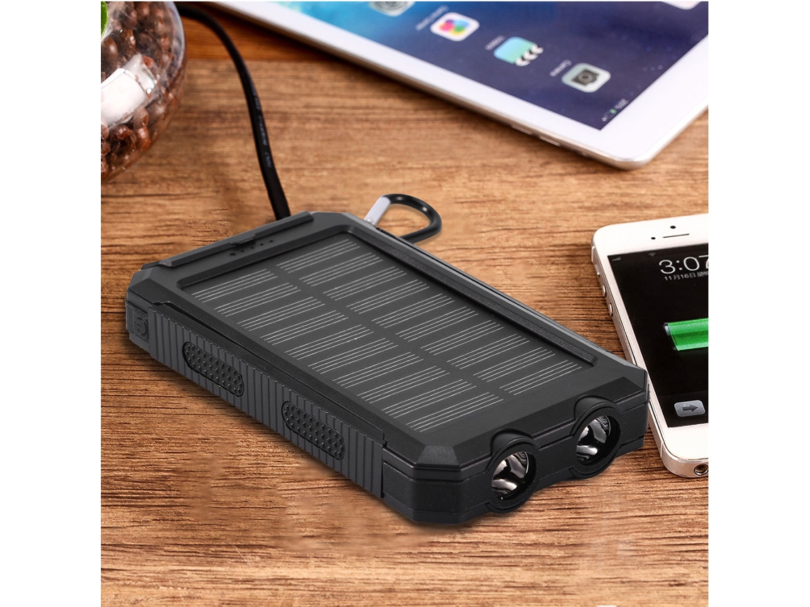Kit De Batería Solar Portátil De 10000 Mah Para Armar Usted Mismo Con Brújula Y Cargador Rápido - Negro