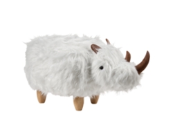 Tamborete Animal Beliani Woolly De Pelo Sintético Branco 66x36x37