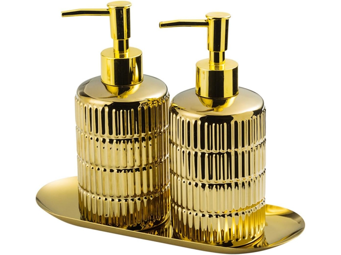 Villcase Juego De 2 Botellas Dispensadoras De Cerámica Para Baño Diseño Americano, Prevención De Fugas Y Bandeja