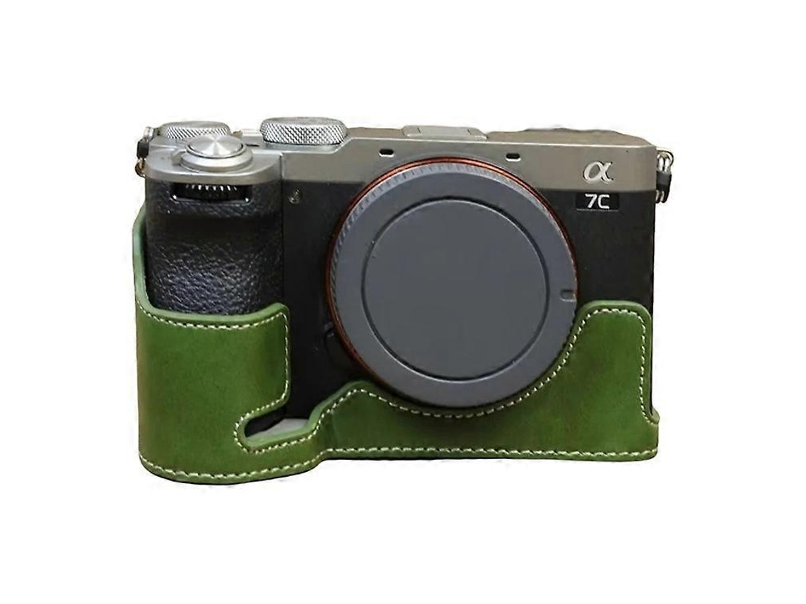 Funda de piel sintética compatible con Sony A7cii, tapa inferior de cámara, diseño de tornillo, funda protectora antiarañazos Facpoet