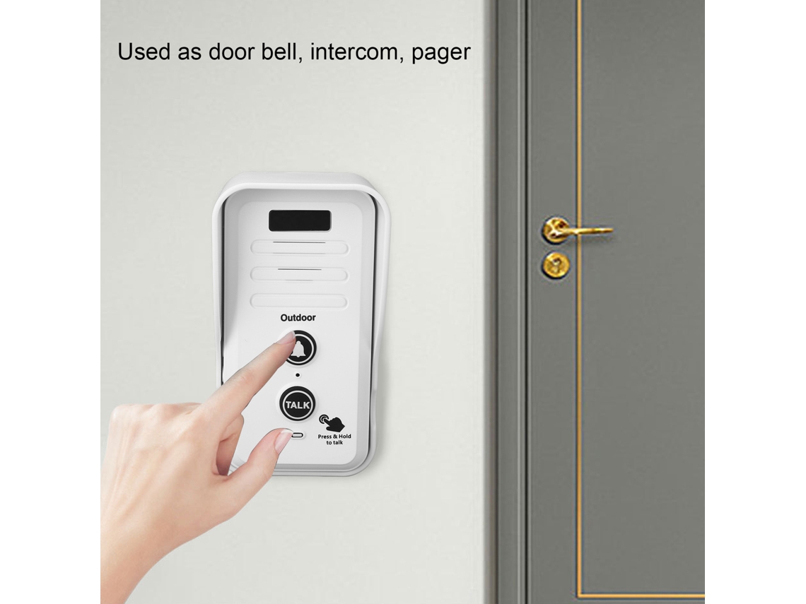 Timbre Inalámbrico Con Intercomunicador De Voz, Alcance De 1500 M, Batería Interna, 3 Niveles De Volumen, Seguridad Para El Hogar, Color Blanco.