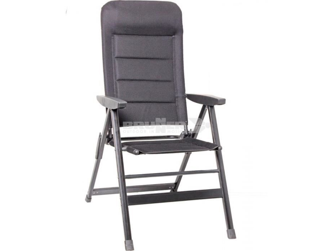 Silla de camping Brunner Fra601280 de aluminio con respaldo ajustable, color negro