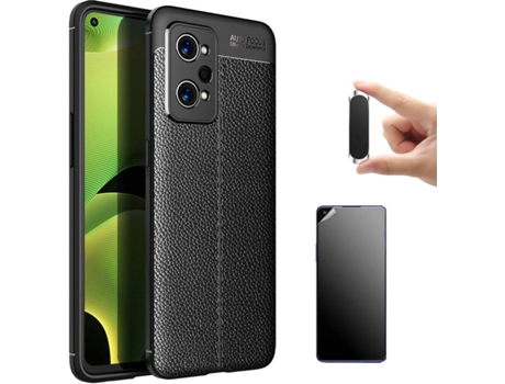 Kit Carcasa + Protectora Regeneradora Realme GT Neo 2 5G Ultimatte Rugged Leather Negro