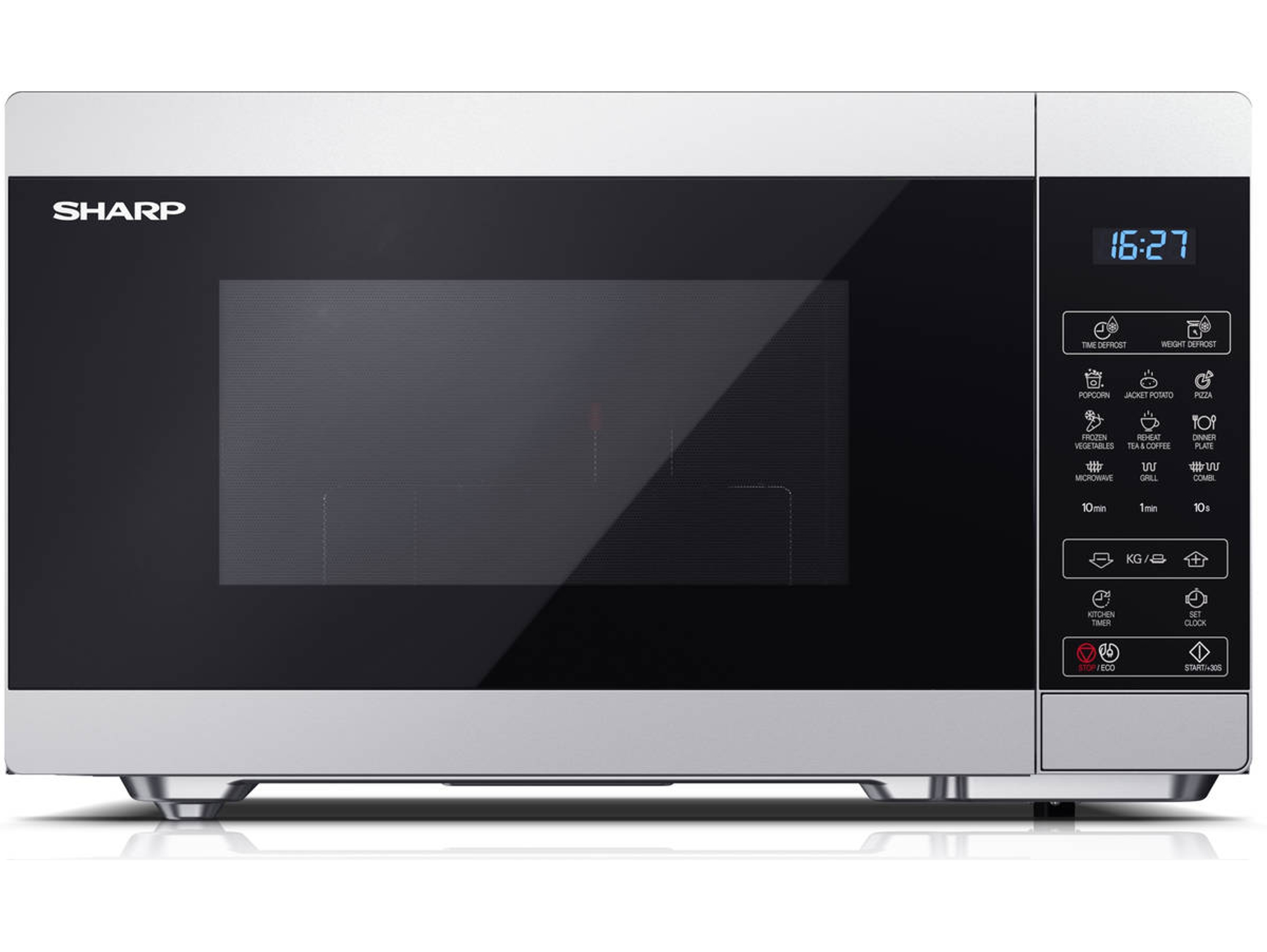 Microondas Sharp Ycmg81es 28 l inox grill de capacidad pantalla cavidad esmaltada 11 niveles potencia 900 w 1100 28l 900w 1100w 315