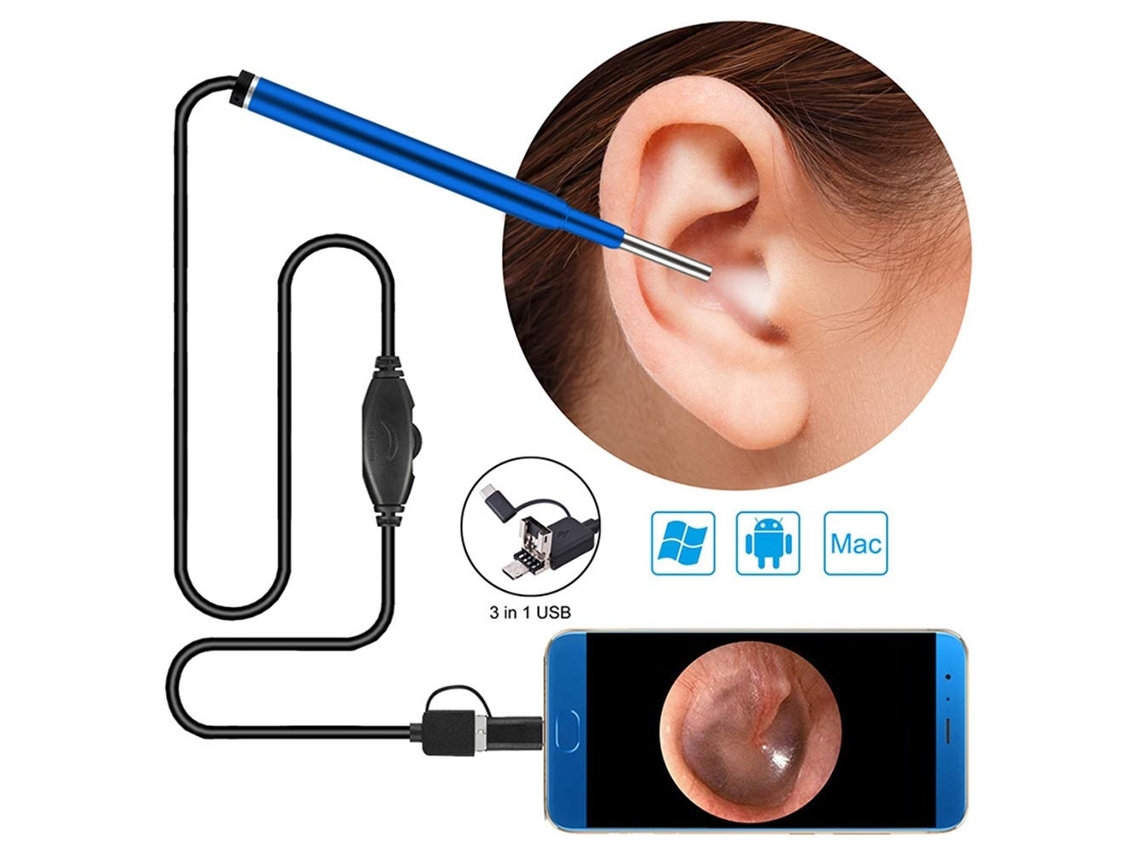 SZSMART  Câmara de Inspecção  Boroscópio de Orelha Endoscópio USB Impermeável para Telefone Otg Android Pc Roxo ( 3,9 Mm)