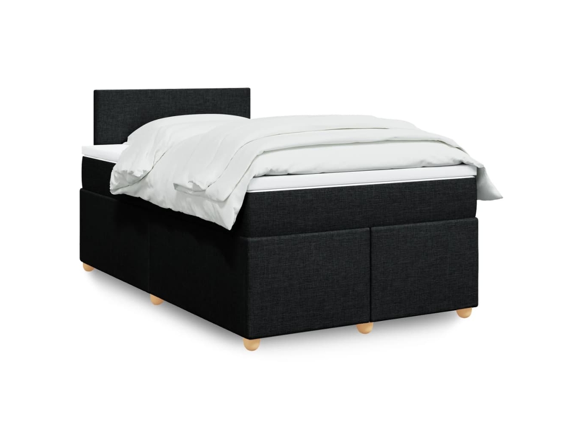 Cama Box Spring Con Colchón Tela Negro 120x200 Cm
