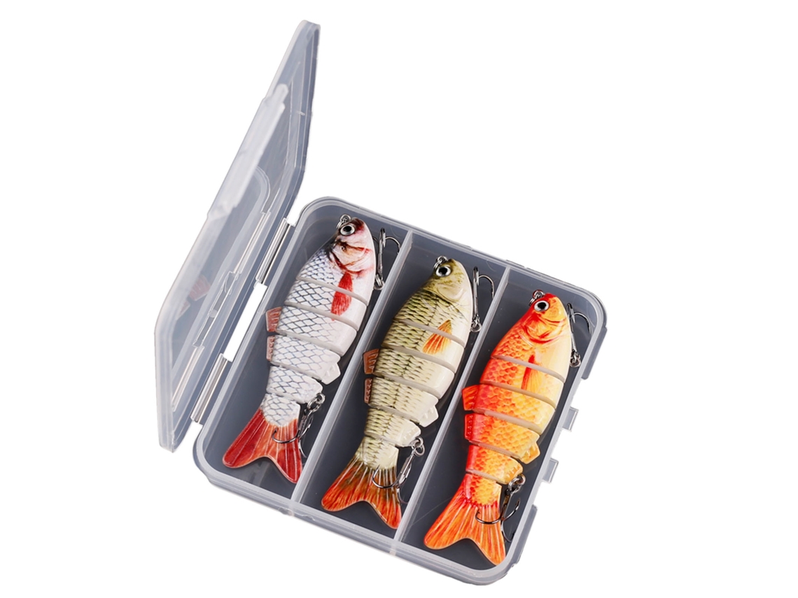 Señuelos De Pesca Para Lubina Y Trucha, Swimbait Rígido De 6 Segmentos Con Triple Anzuelo.