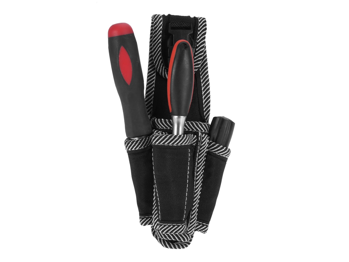 Bolsa Multifuncional Negra Para Herramientas Eléctricas Con Cinturón Y Bolsillos De Almacenamiento.