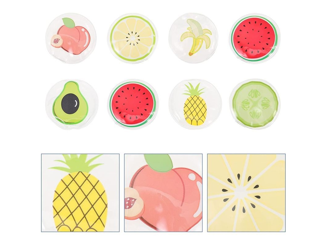 8 Mascarillas Redondas Reutilizables Para Ojos Con Estampado De Frutas, Alivian La Hinchazón Y El Cansancio Ocular, 7x7cm