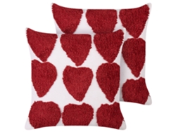 Juego de cojines decorativos BELIANI Mingora de Algodón Blanco 45x45x4