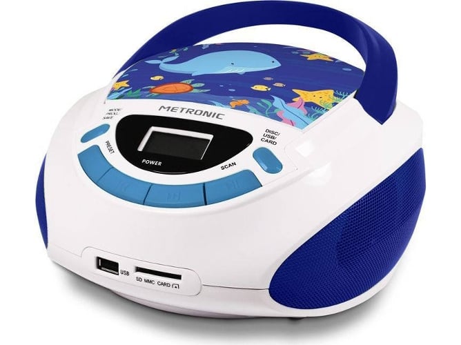 Radio CD METRONIC Ocean (Azul - Digital - FM - Pilas y Corriente)