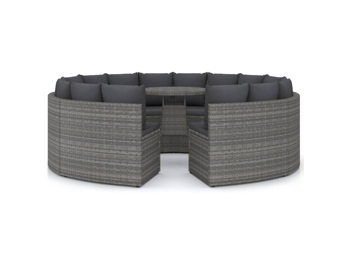 Maison Exclusive - Set De Sofás De Jardín 9 Piezas Y Cojines Ratán Sintético Gris