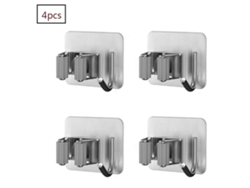 VVJIJILLY 4 Suportes De Esfregona Inox Autocolantes Com Gancho, Para Cozinha, Casa De Banho, Garagem Ou Jardim