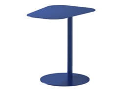 Mesa auxiliar trapezoidal Nastätten para interior/exterior de metal, 50 x 50 x 38 cm, azul oscuro. [EN.CASA]