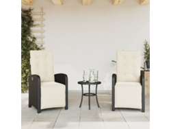 Sillas de jardín reclinables de 2 piezas con reposapiés DKD Home Decor, mimbre negro