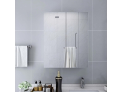 Armario de baño con espejo de 60x15x75 cm, fabricado en MDF blanco.