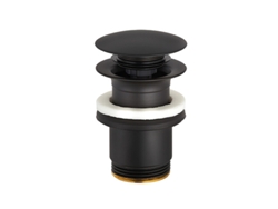 Embellecedor de desagüe Kludi Push-in G 1 1/4, con cerradura, para lavabos con rebosadero, 1042639 00, negro mate