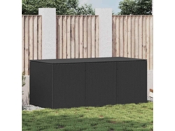 Syfax™ Baúl Exterior Ratán Pe Negro Con Tapa Elevable Por Gas 180x90x70 Cm Estructura Acero Recubierto Polvo