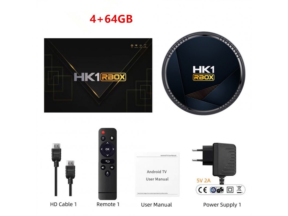 Box Smart Tv Hk1 Rbox H8 Set- H618 android 12.0 Hd Dual-band Wifi6 Bluetooth 5.0 con RC Black 4GB + 64GB US Plug