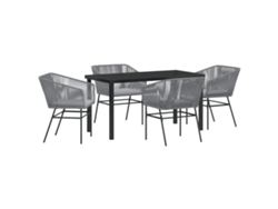Conjunto de comedor de jardín Vidaxl de 5 piezas con cojines, gris, ratán sintético