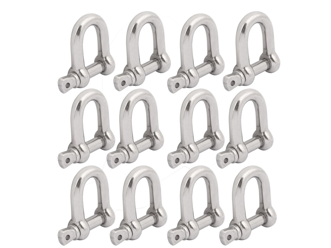 Grillete de acero inoxidable 304 con rosca M10 en forma de arco para cables, 12 unidades, CHABERLU