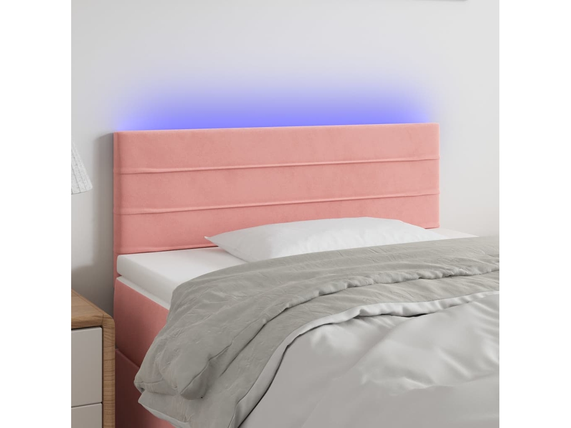 Cabecero Con Led De Terciopelo Rosa 100x5x78/88 Cm