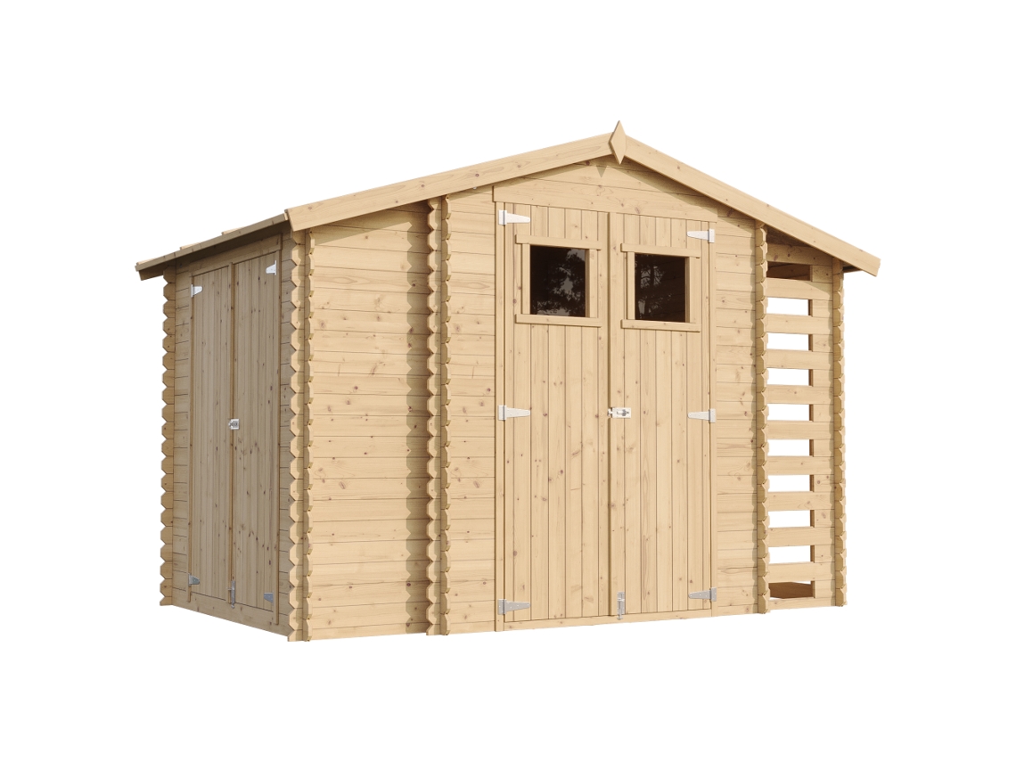 Refugio para Leña TIMBELA con Leñero M389 de Madera (5,41 M² - 218 x 328 x 206 cm)