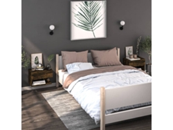 Mesitas de Noche LOVELY HOME Mesinha Montagem na Parede 2 Pcs Carvalho Fumado