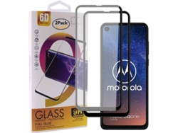 Protector Cristal Templado Motorola One Vision HONGWE. Cobertura Completa Negro