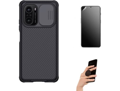 Kit Carcasa, Protector y Soporte Xiaomi Poco F3 Ultimatte Nillkin Camshield