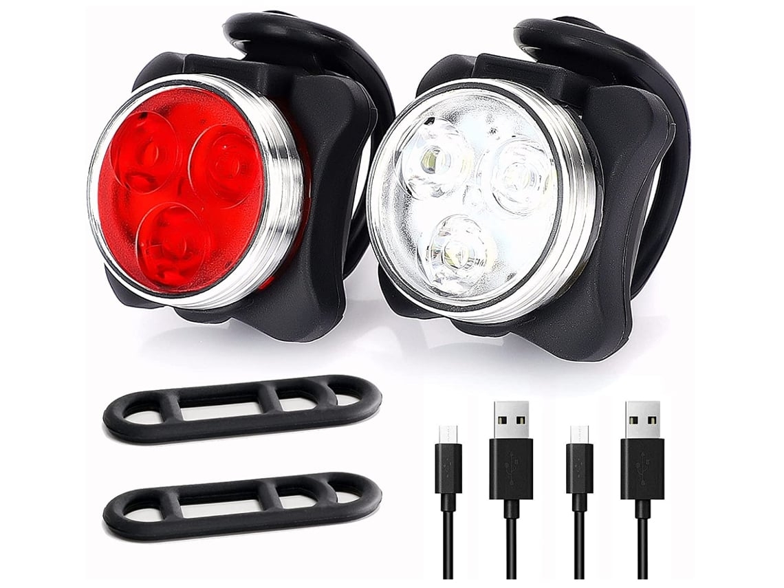 Luces de bicicleta Luces de bicicleta LED Luces de bicicleta delanteras y traseras súper brillantes recargables por USB - Negro ENZON