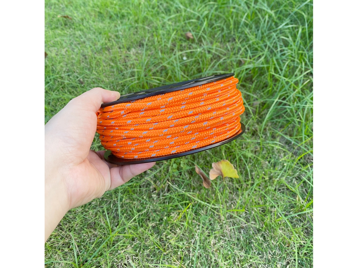 Cuerda reflectante de 6 mm para camping, 30 m² – Cuerda resistente al viento para tiendas de campaña/toldos (naranja) Czhhmart