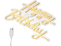 Letrero Luminoso De Pared "feliz Cumpleaños", Iluminación Led Cálida, Diseño De Plástico Versátil.