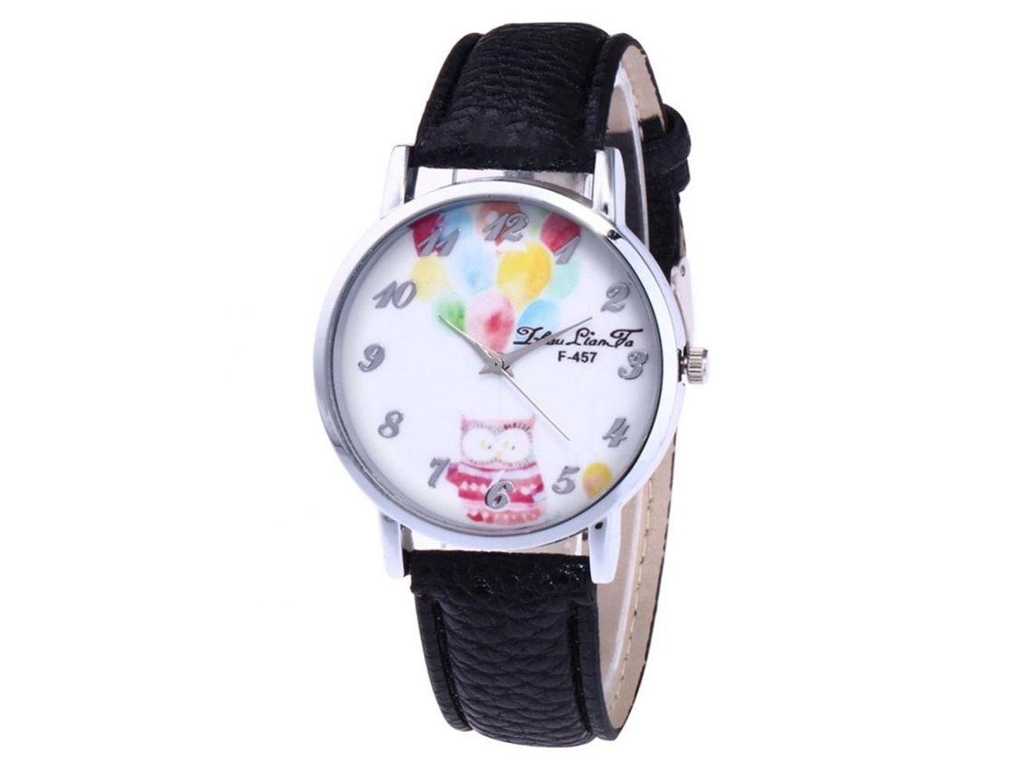Reloj Casual De Pareja Zhoulianfa Con Dial Grande Y Correa De Cuero Pu Negro
