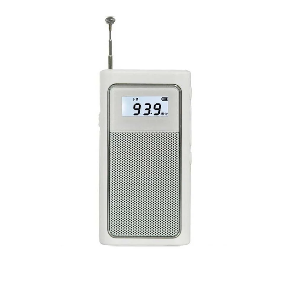 Mini radio portátil DSP/FM (blanca), busca y almacena emisoras automáticamente, compatible con tarjetas TF.