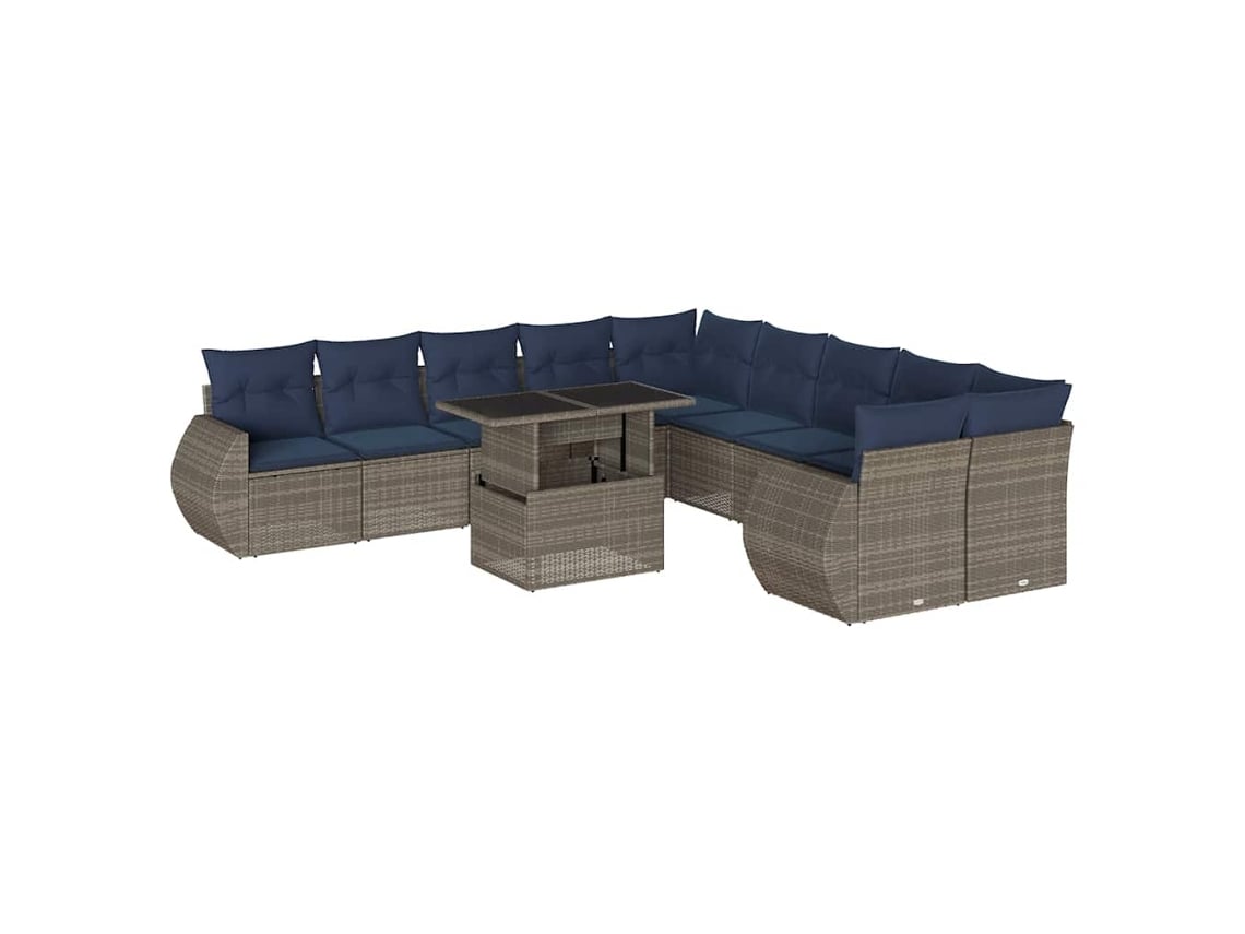 Maison Exclusive - Conjunto De Sofá De Jardín De 11 Piezas Con Cojines, Poliratán Gris