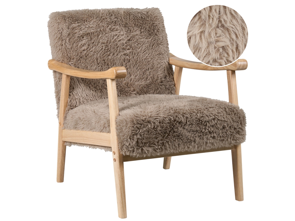 Poltrona Beliani Leknes De Pelo Sintético Creme 66x74x79