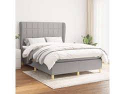 Cama Box Spring Con Colchón Tela Gris Claro 140x200 Cm