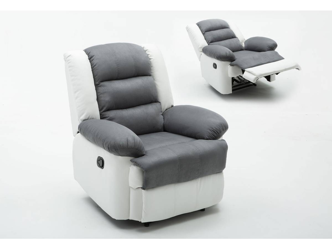Sillón relax "Buckingham" - Blanco / Gris claro