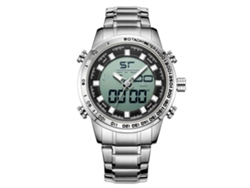 Reloj De Pulsera Analógico De Aleación Para Hombre Con Esfera Redonda Blanca Y Negra.