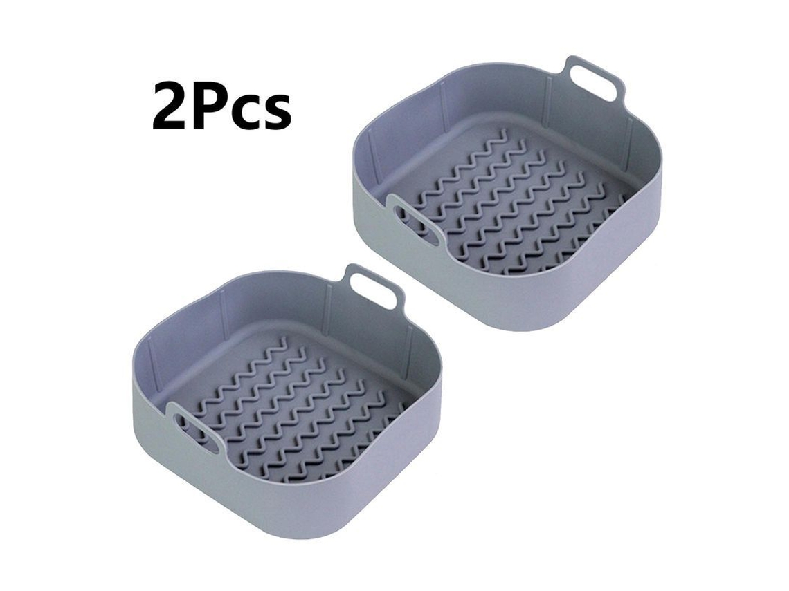 2026-2 Cestas De Silicona Para Freidora De Aire 8", Accesorios Reutilizables, Antiadherentes, Limpieza Fácil, Para 3.6-6.8 Cuartos