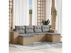 Conjunto de 6 sofás de jardín con cojines de mimbre beige Dkd Home Decor